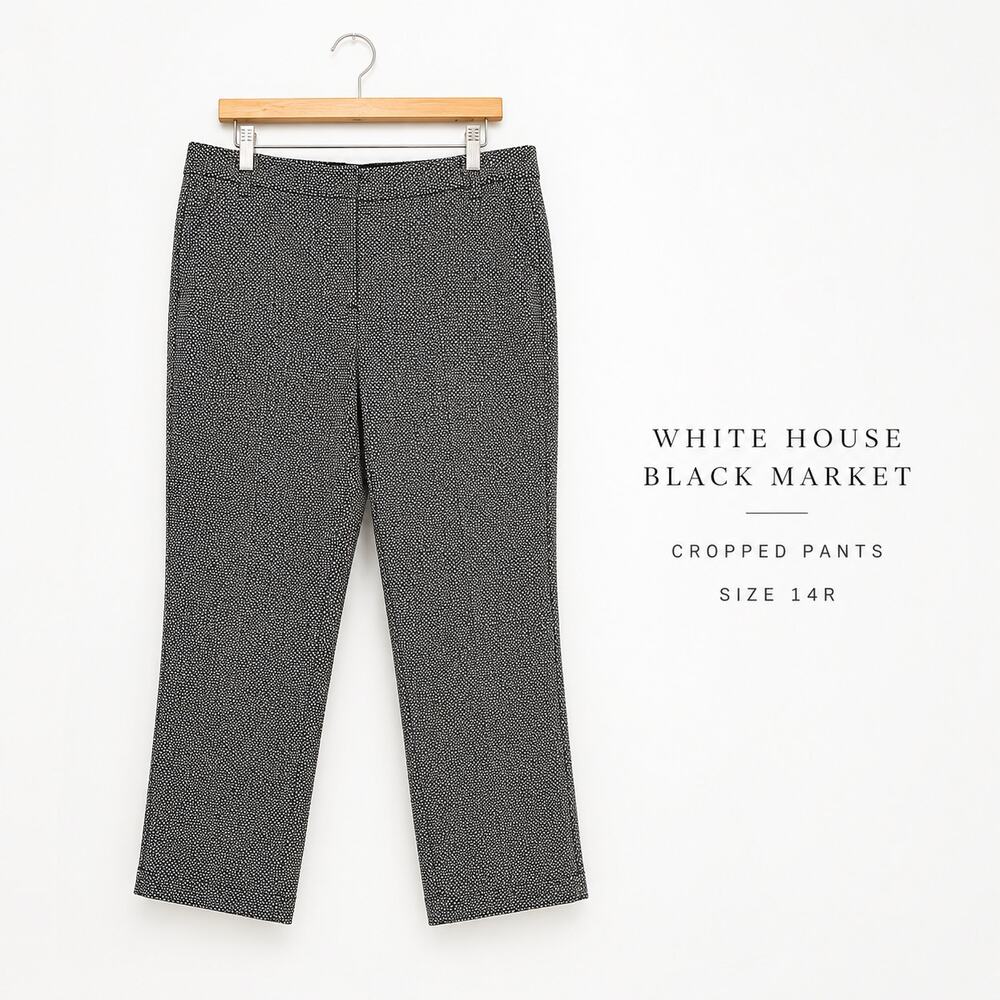 White House Black Market Cropped Geometric Pants Black White Women’s 14R